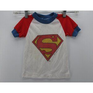 VINTAGE Superman Shirt Boys Toddler 2T Ringer DC Comics 80s Graphic *